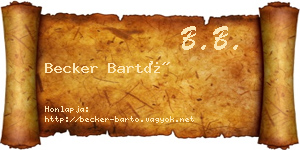 Becker Bartó névjegykártya